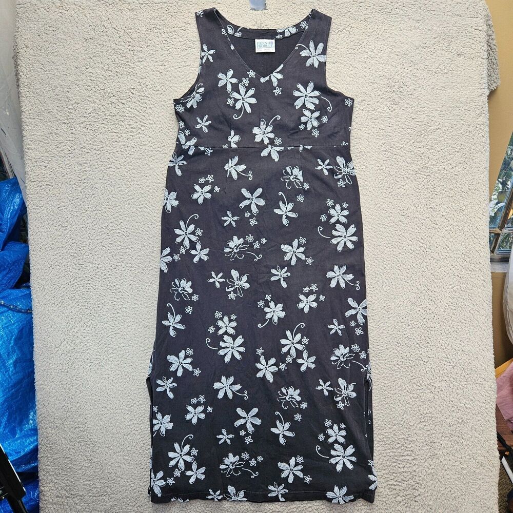 Fresh Produce Dress Womens Size Small Black Floral Sleeveless V-Neck